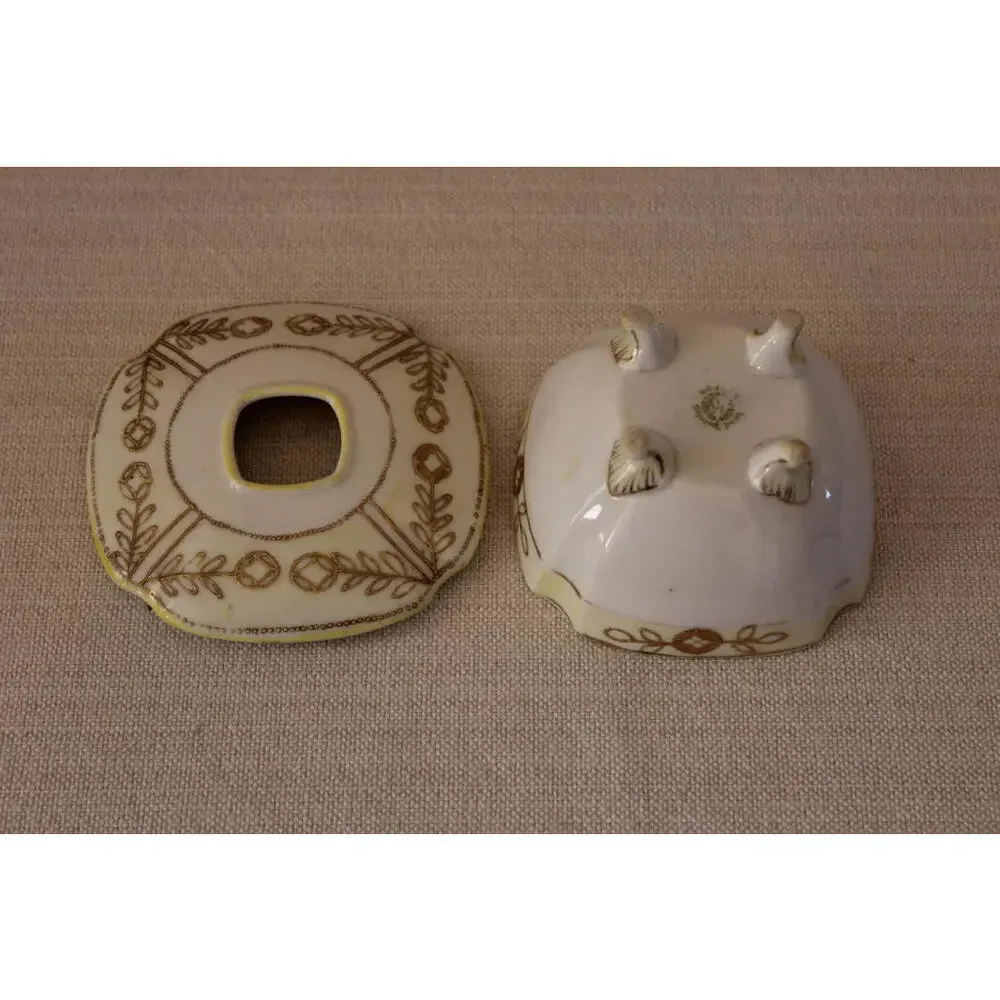 Vintage Nippon Hand-Painted Hair Receiver – Footed Porcelain